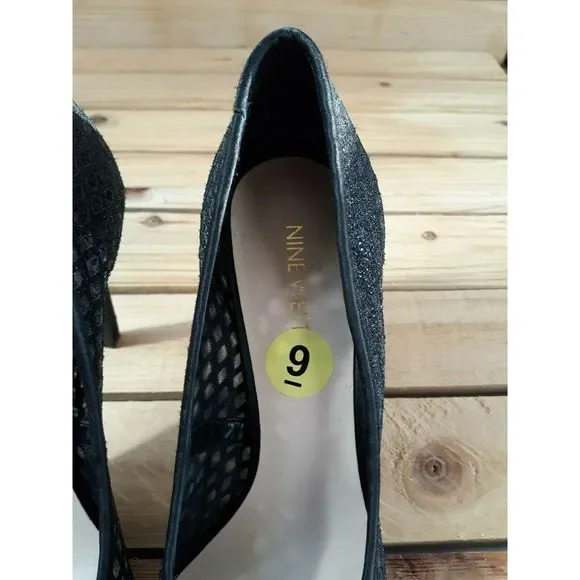 New Nine West Womens Black Pumps Size 9m * - Picture 6 of 7